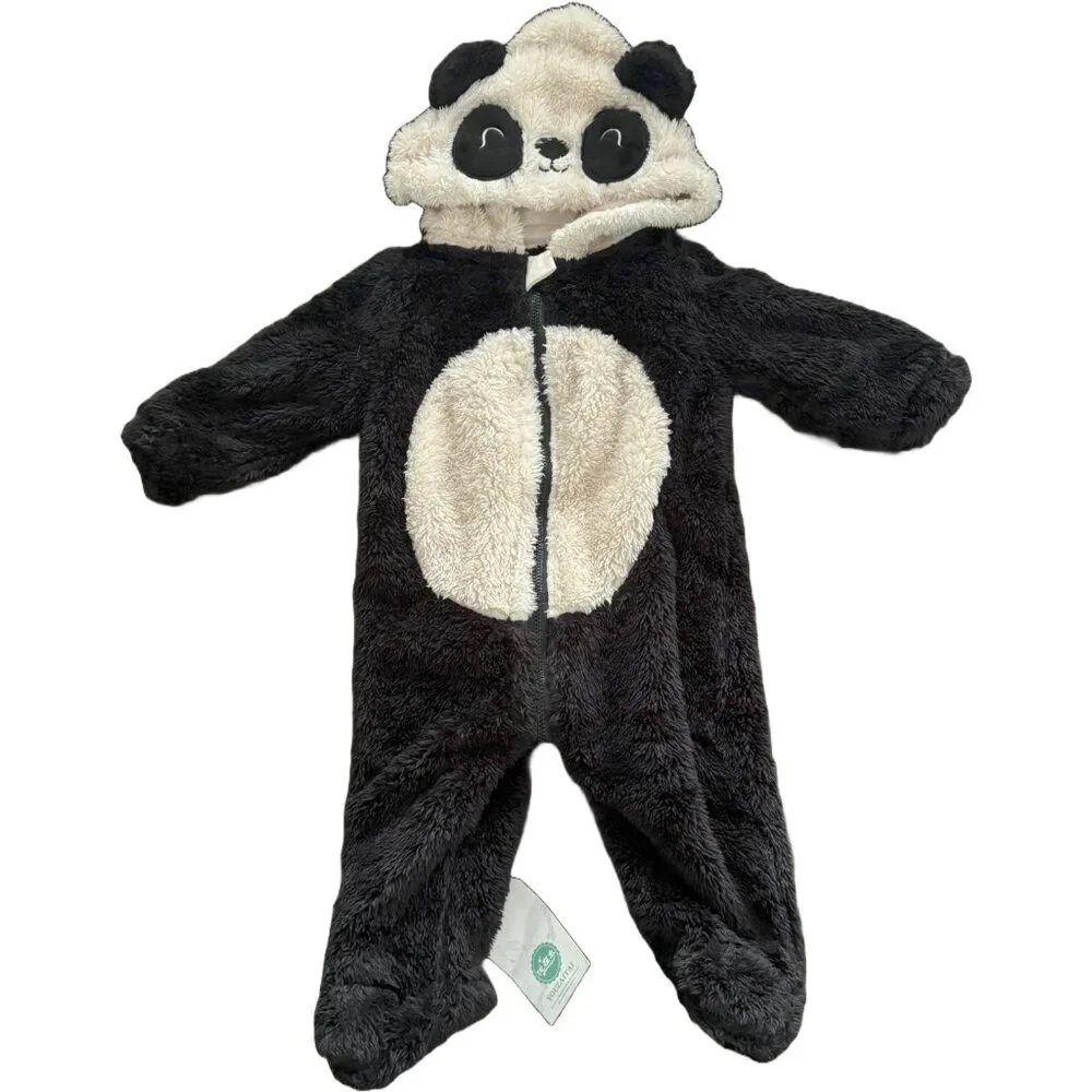 Panda Furry One piece Baby Fuzzy‎ Suit Costume Outfits Hoodies Unisex 66/44 6 mo